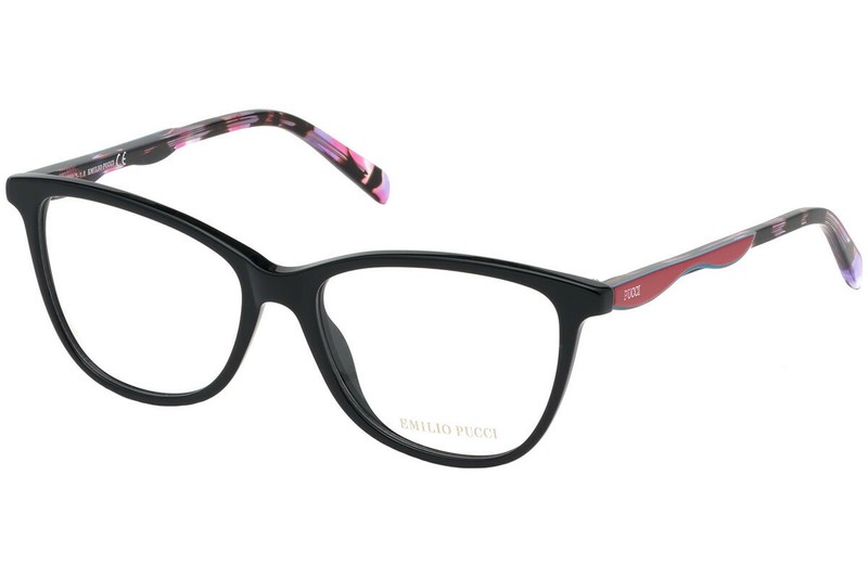 Emilio Pucci EP 5095 001 Black Purple Plastic Cat Eye Eyeglasses Frame 54-16-140