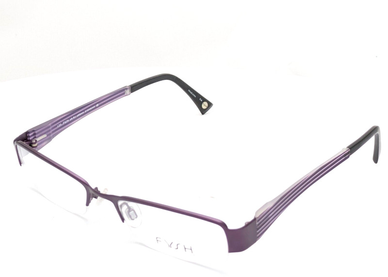 FYSH 3405 122 Rectangle Metallic Purple Half Rim Unisex Eyeglasses 51mm