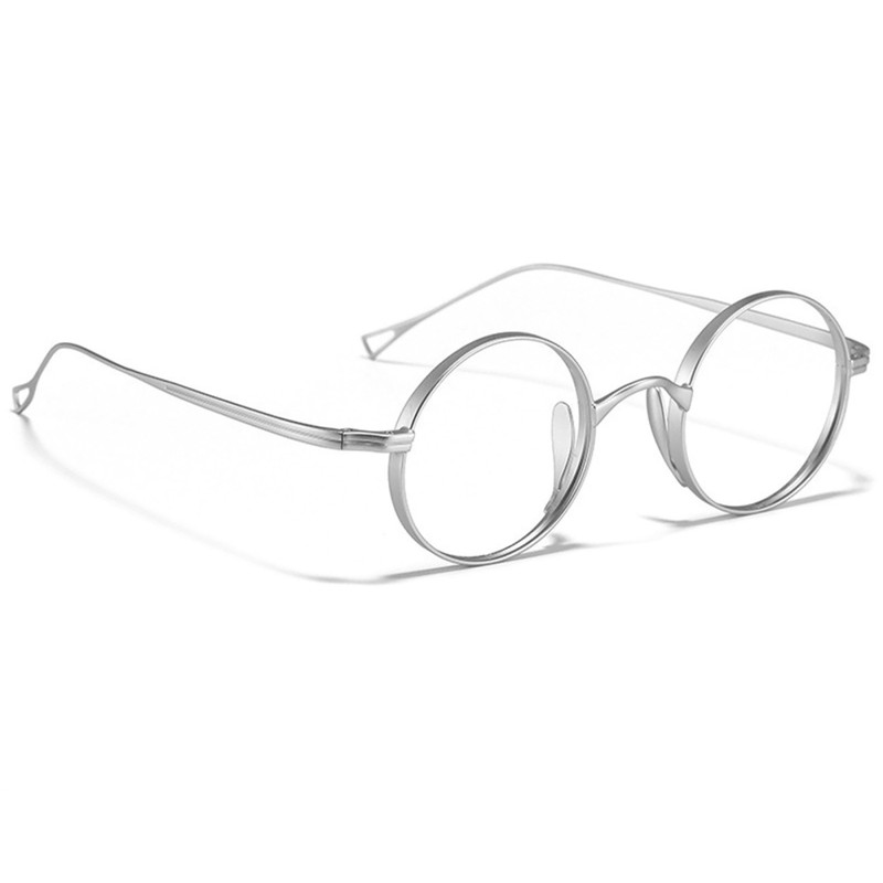 Silver Titanium Retro 45mm Spectacle Glasses Round Eyeglass Frames Men Women