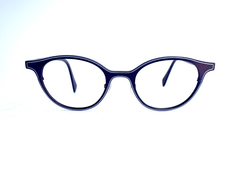 Face A Face Purple Blue Oval Round Metal Glasses France Vicky 2 9348 45 19 140