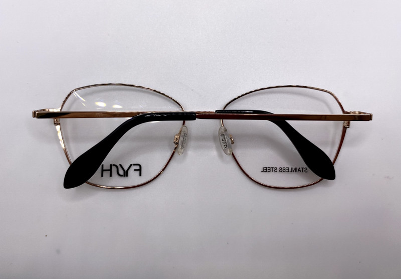 FYSH 3653 S200 Black Gold Round Metal Optical Eyeglasses Frame 54-17-135 RX gallery