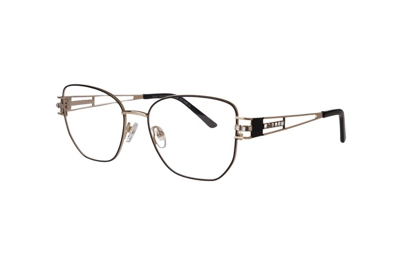 New Blush Vision Black & Gold ZURI Eyeglasses with Crystals Accents 55/18/140