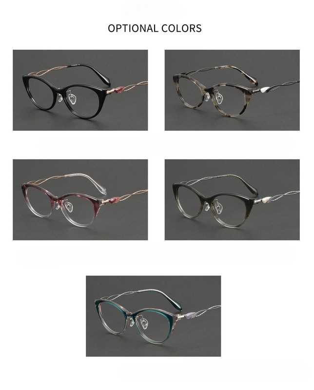 Retro Cat Eye Acetate Pure Titanium Ultralight Full Rim Eyeglass Frame Women gallery
