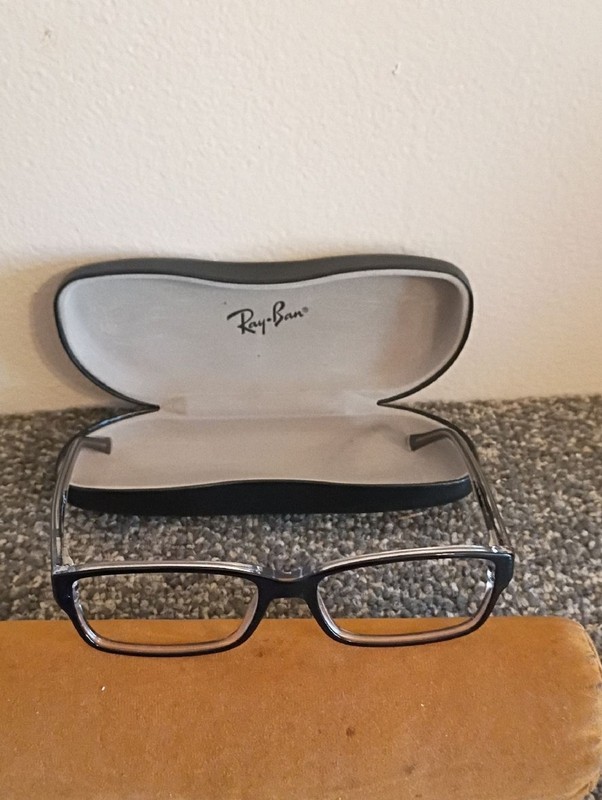 Ray-Ban Men’s Black and Silver Rectangular Eyeglass Frames with Case