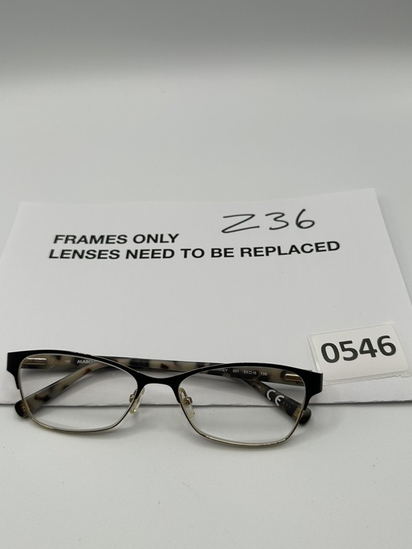 Marchon Eyeglass Frames SURREY 001 53 16 135 Satin Black And Gold Full Rim gallery