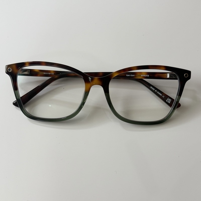 Karen Kane Eyeglasses Frames Only, SPRUCE, 52-16-135, Tortoise/Green
