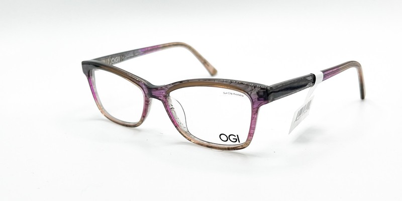 NEW OGI 9124 2273 PURPLE BROWN HORN CLEAR AUTHENTIC EYEGLASSES 48-17