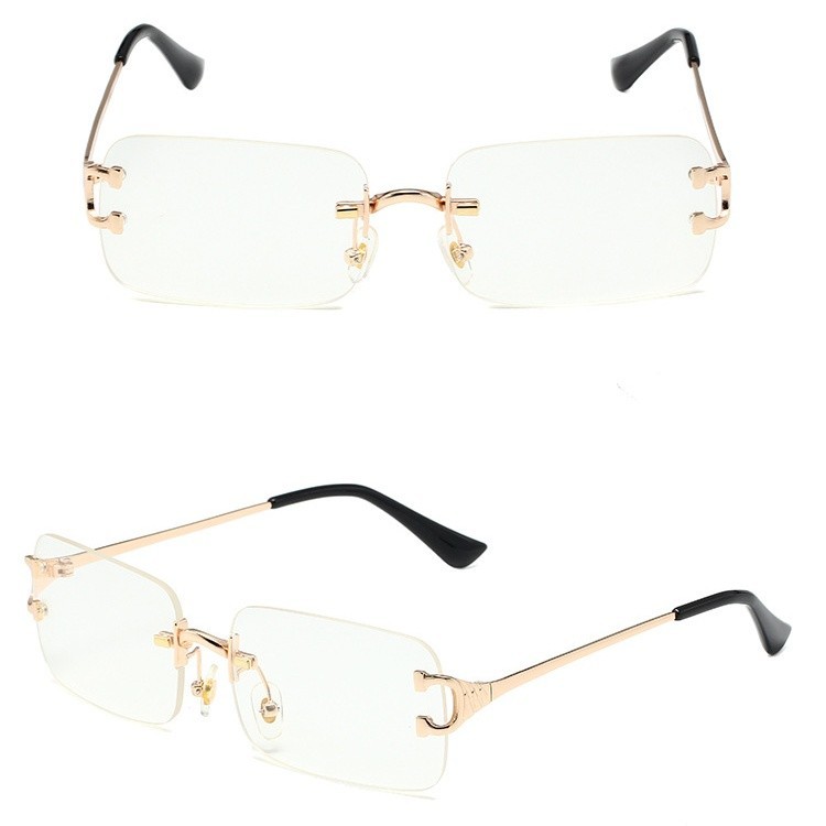 Rimless Eyeglass Frames Retro Women Men Metal Gold Glasses 59 16-140mm gallery