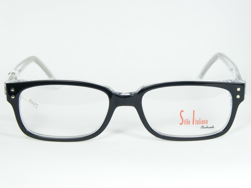 Stile Italiano Ccchiali 1025 C01 BLACK /CLEAR /WHITE EYEGLASSES FRAME 46-14-125 gallery