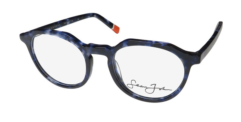 NEW SEAN JOHN 5137 EYEGLASSES 414 50-20-150 ROUND FULL-RIM BLUE METAL & PLASTIC