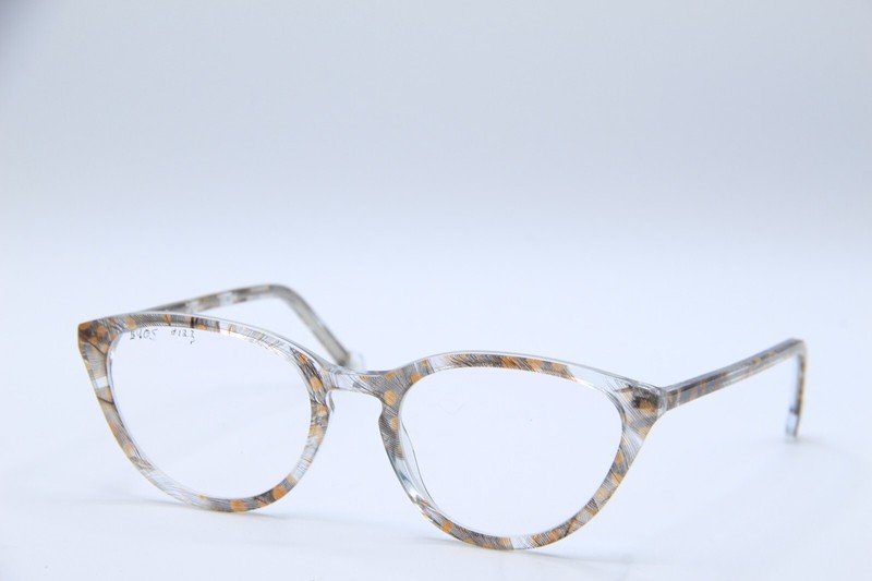 NEW L.A. EYEWORKS HORSE SHOE 616 BROWN CLEAR MARBLE AUTHENTIC EYEGLASSES 53-20
