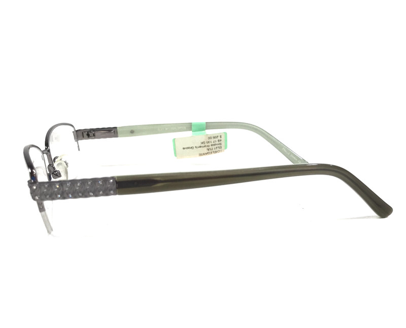Elegante Eyewear Eyeglasses Frames EL21 SMOKE Silver Green Half Rim 49-17-135 gallery