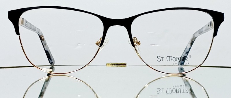 Originale ST. MORITZ ICE 303 Eyeglasses BLACK/GOLD New Metal 54-16-140