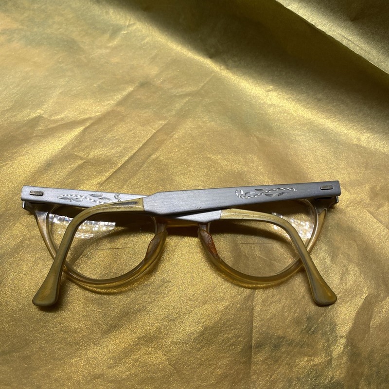 1960's LADIES 44[]22 VINTAGE USA 5 1/2 MULTI-CLR CATS EYE EYEGLASSES FRAME gallery