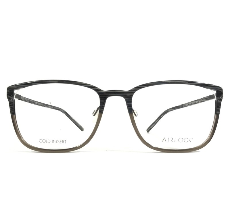 Airlock Eyeglasses Frames 2000 035 Grey Horn Brown Square Semi Rim 53-17-145