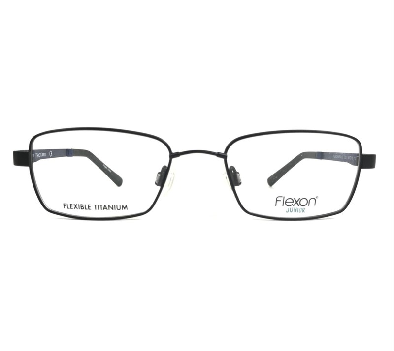 Flexon Kids Eyeglasses Frames APOLLO 001 Black Blue Titanium Rectangle 48-18-135