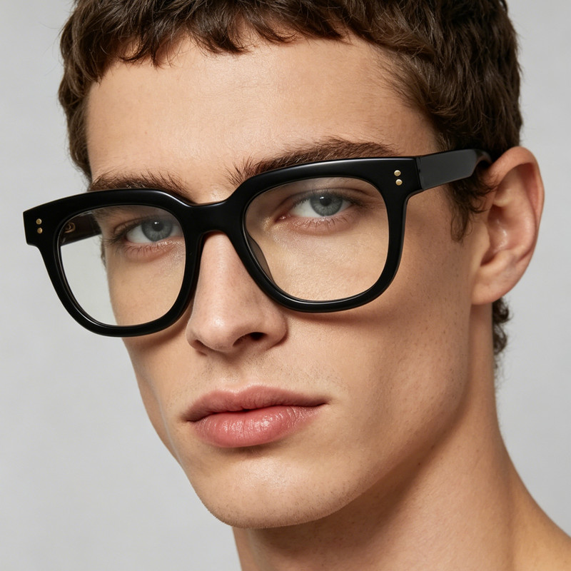Vintage Thick Black Square Eyeglasses Frame Retro Acetate Eyewear for Men Women