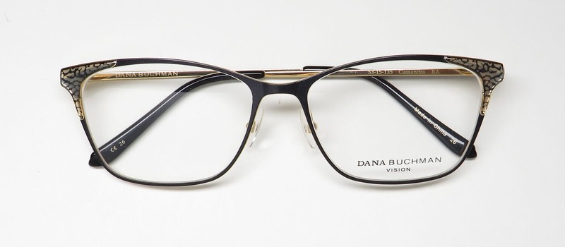 NEW DANA BUCHMAN CASSANDRA GLASSES WOMENS CAT EYE RA BLACK METAL & PLASTIC gallery
