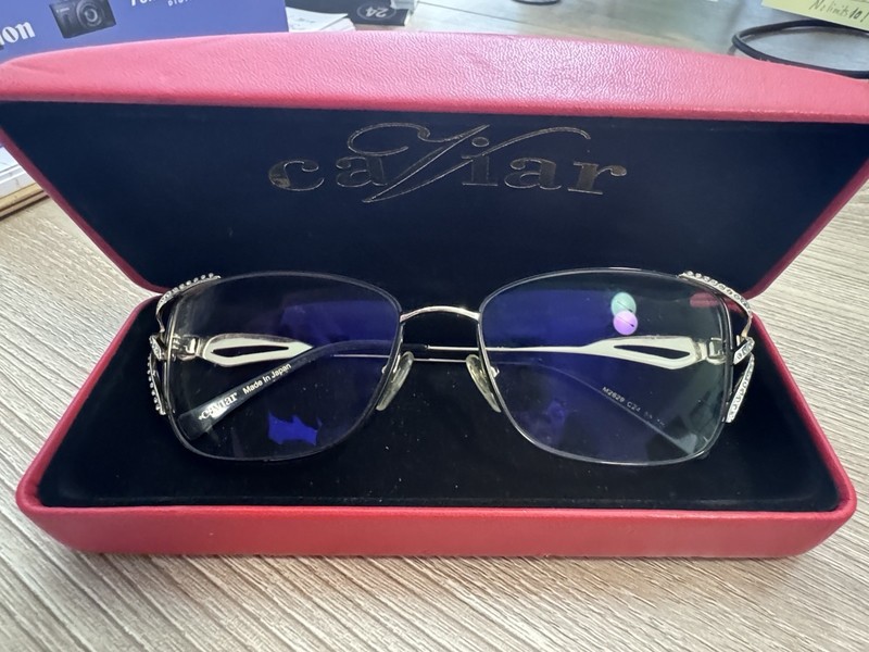 Caviar Designer Eyeglasses Rhinestones Gold And Black Metal Frames M2629