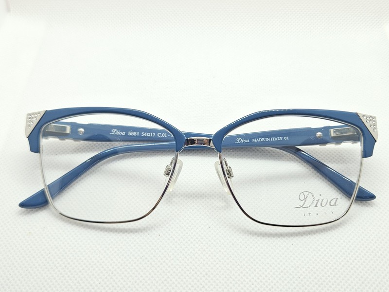 Diva 5581 01 Blue & Silver Eyeglasses Frames 54-17-145 Made In Italy