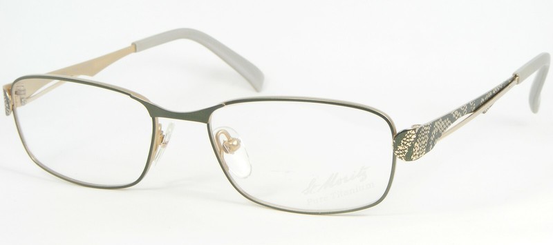 St.Moritz by AMA 45027 004 GREEN /GOLD EYEGLASSES PURE TITAN FRAME 52-17-135mm
