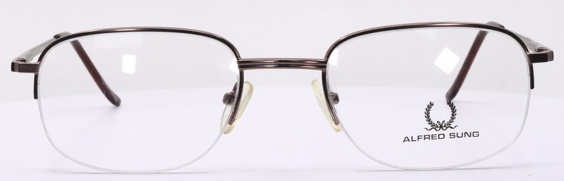 Alfred Sung 505 Brown Oval Mens Semi Rimless Eyeglasses Frames 52-19-140 gallery