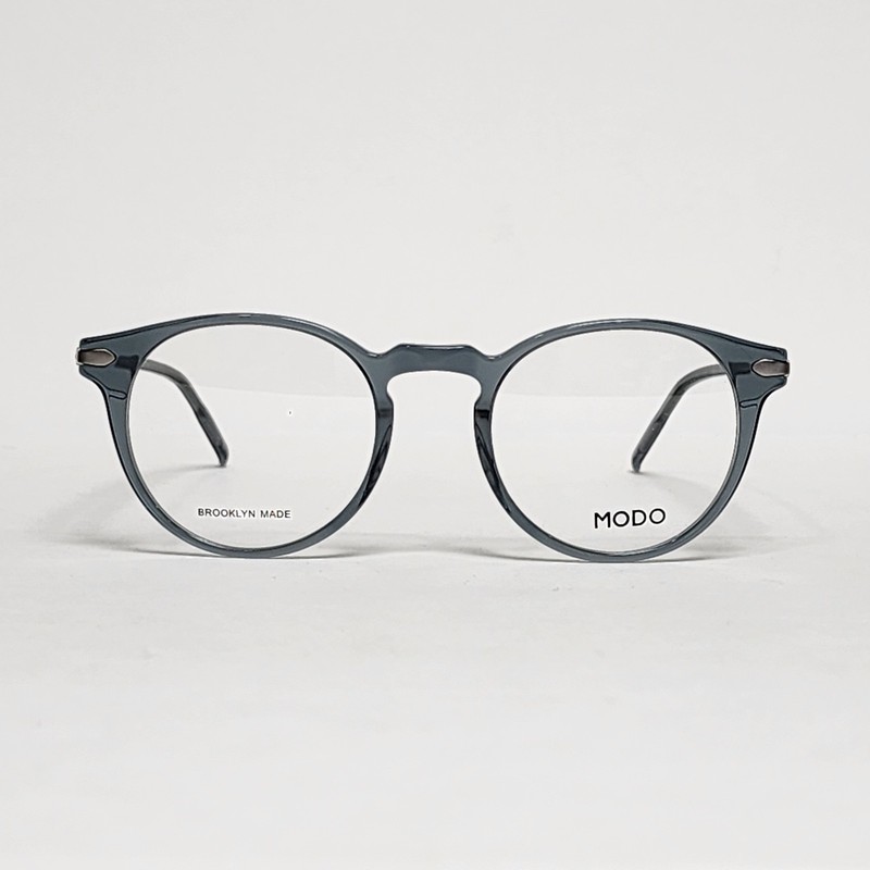 MODO Lewis Unisex Handmade in Brooklyn Round Glasses in Crystal Aqua | 49mm