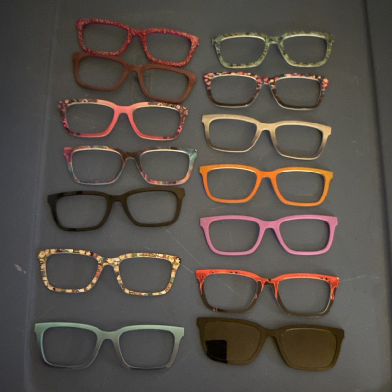 Lot of 14 Plastic Rectangular Multicolor Full Rim Eyeglass Frames Unisex Adults