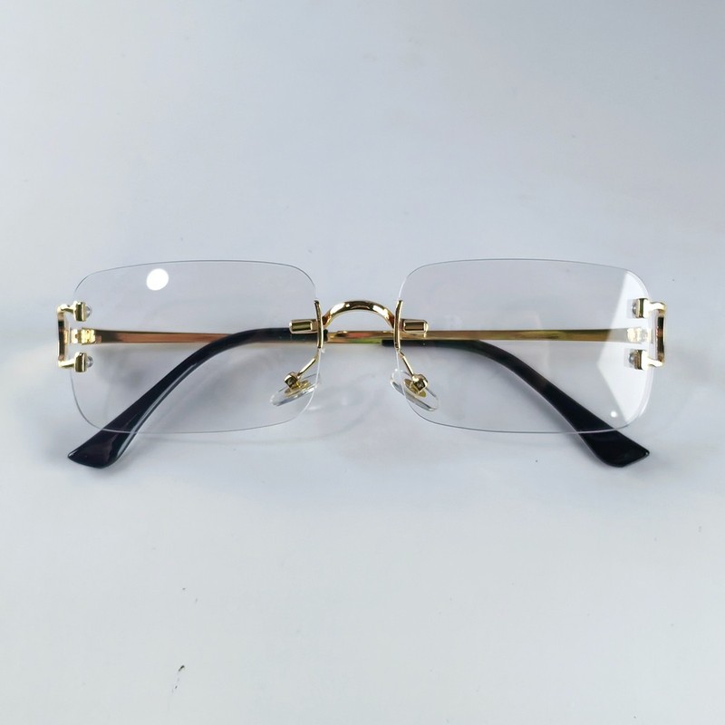 Rimless Eyeglass Frames Retro Women Men Metal Gold Glasses 59 16-140mm gallery