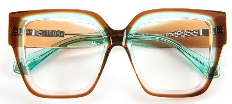 NEW J.F. REY 1985 MADISON 9741 TRANSPARENT BROWN GREEN FADE EYEGLASSES 54-16