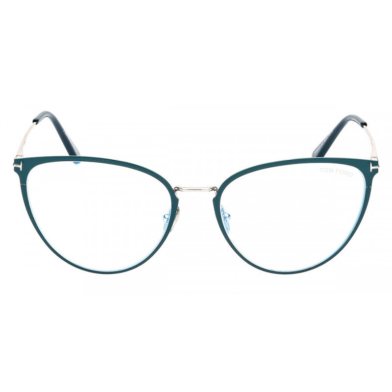 NEW TOM FORD FT5840-B 087 Shiny Turquoise/Palladium/Clear Blue Light Block 56... gallery
