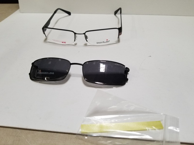 EASYTWIST EYEGLASSES, POLARIZED MAGNETIC CLIP-ON PATENTED TECHNOLOGY CT207 New