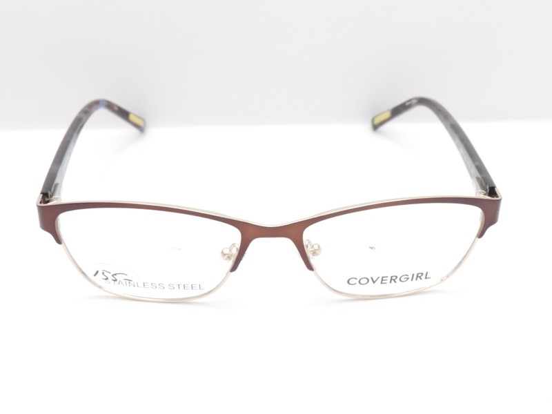 COVERGIRL CG0537 HALF RIM EYEGLASS FRAMES 050 BROWN 54-16-140 NEW