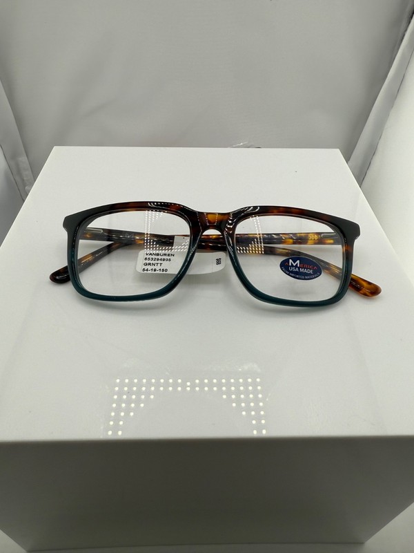 M America Vanburen Green Tortoise Eyeglass Frames 54-19-150 NWT