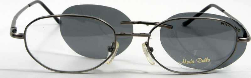 Moda Bella A.Silver Eyeglasses 2079 51-18-140 w/ Magnetic Clip-On Grey Polarized