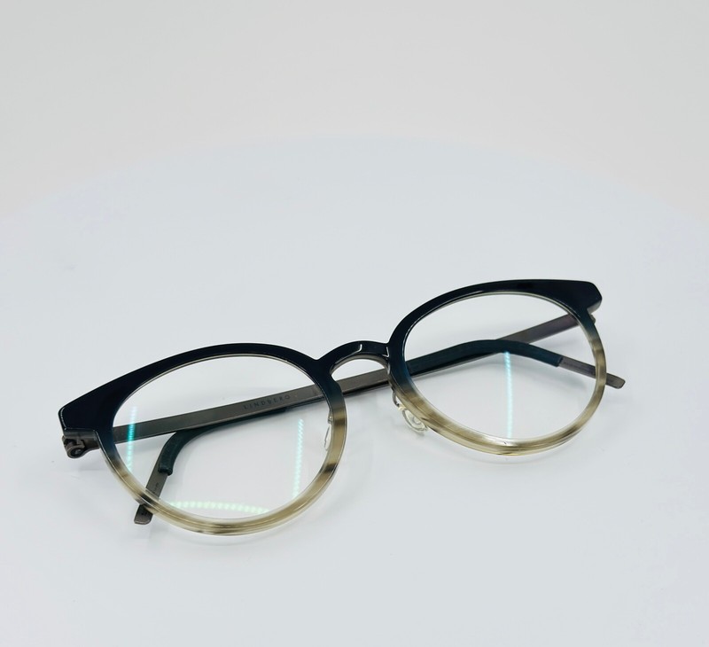 LINDBERG ACETANIUM 1043 030/BF1I AI06 Black Tan Round Eyeglasses 49-19-135 B:42  gallery