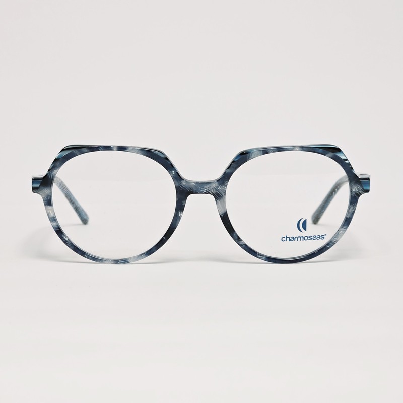 Charmossas Yoboki Flat Top / Round Women’s Glasses in Blue Marble | Size: 51mm