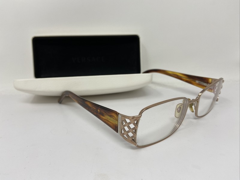 Versace Rectangular Glasses Brown MOD 1060 1052 53 16 130 w/ Case Italy