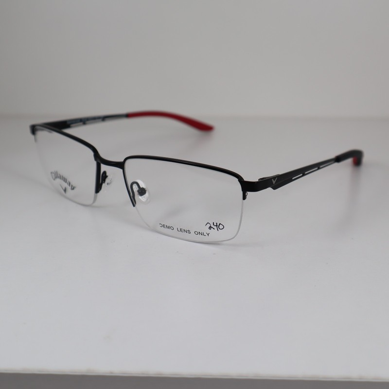 Callaway Somerset Black/Red Metal Half Rim Eyeglasses Frames 55-18-140mm