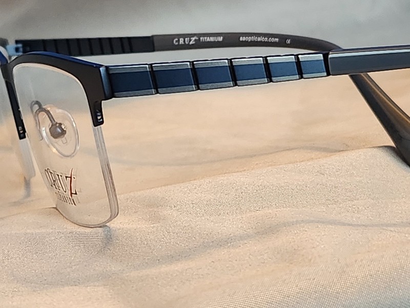 New Men's Cruz Eyeglass Frame I 405 Indigo Titanium Semi-Rimless 56-18-145 gallery