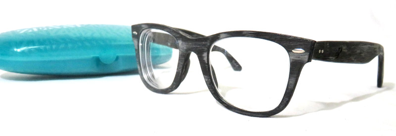 Zenni 629312 eyewear 50-22-146 Gray/Black plastic Wood grain look Eyeglass frame