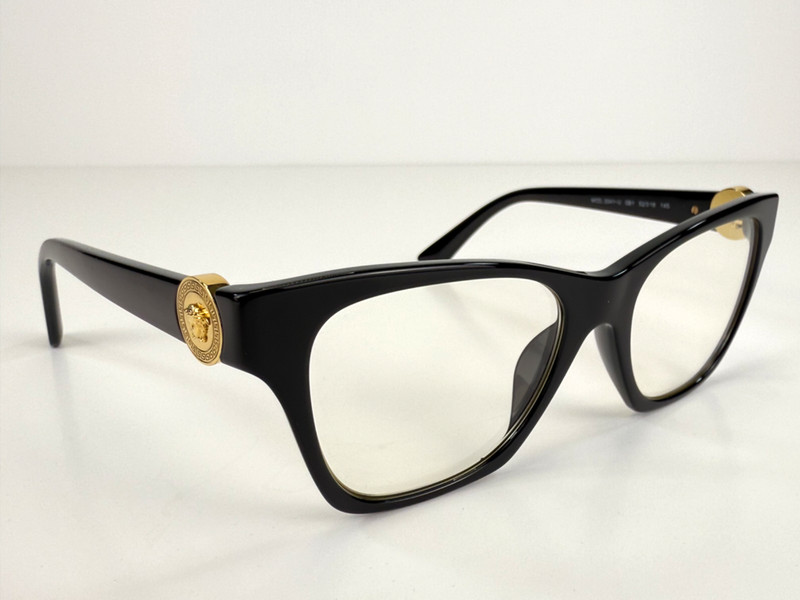 NEW Versace VE 3341U GB1 Black Gold Cat-Eye Eyeglasses 52-18-145 100% Authentic