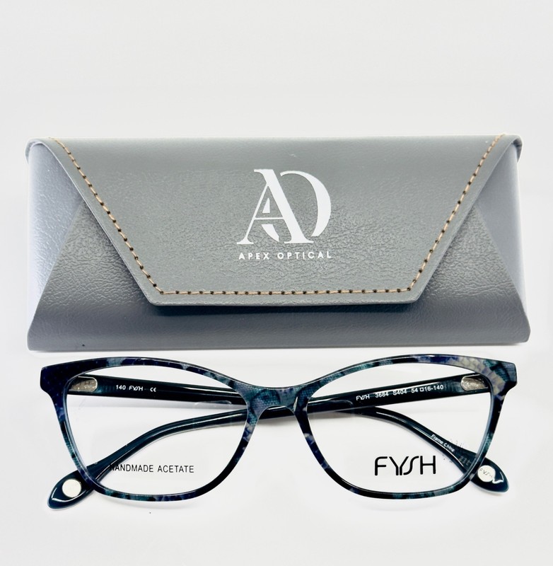 FYSH 3684 S404 Blue Multi Womens Semi Cat Eye Full Rim Eyeglasses 54-16-140 B:37