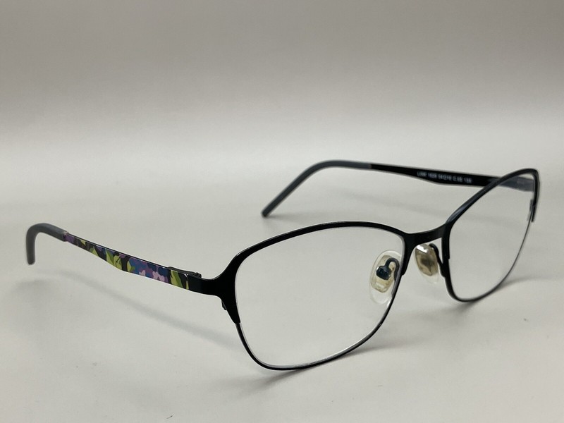 Link Occhiali Link 1629 Black Metal Floral Cat Eye Glasses Flex Temple 54 16 135