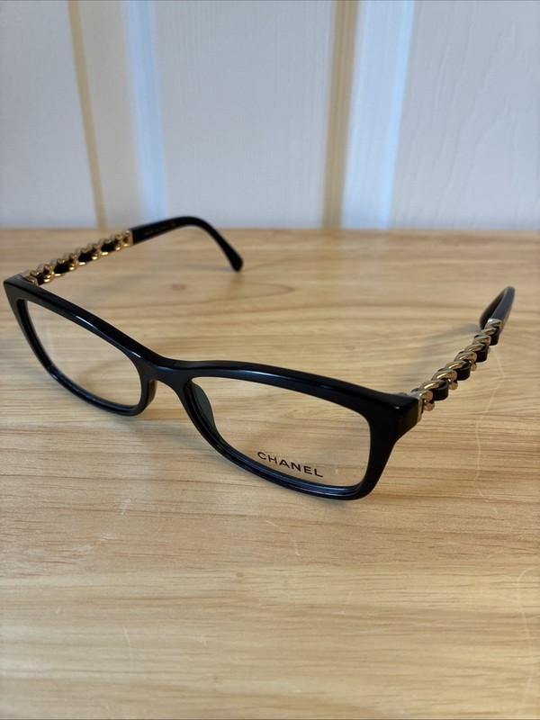 Chanel RAM5631AA 140 RC007 Black/Gold/Leather Eyeglasses Frame — made in Italy