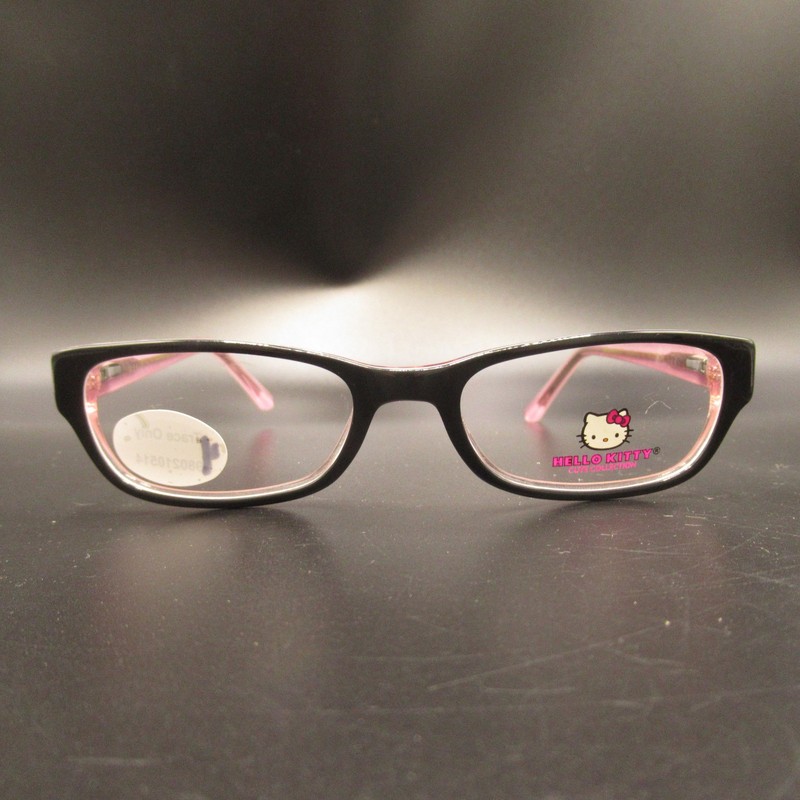 Hello Kitty Kids Girls Eyeglass Frames Black Pink Rectangular Full Rim Sanrio