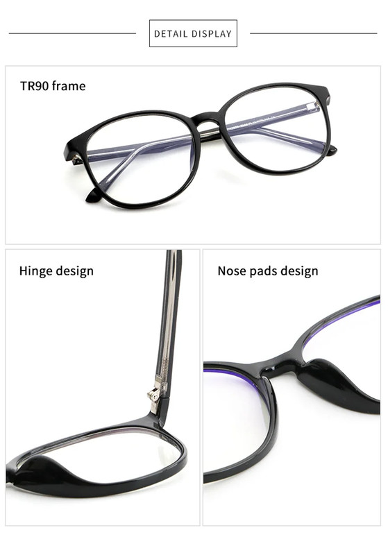 Black Round Lightweight Unisex Eyeglass Frames Fashion Glasses gallery