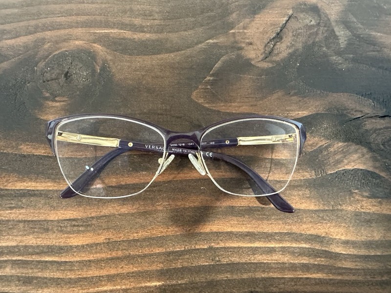 Versace 1218 1345 Violet Gold Metal Semi-Rimless Eyeglasses (used, Have Lenses)