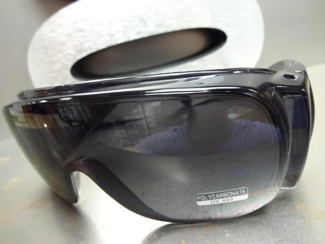 WRAP AROUND DRIVING SAFETY SUN GLASSES Over RX Glass Fit Black Frame Dark Lens gallery