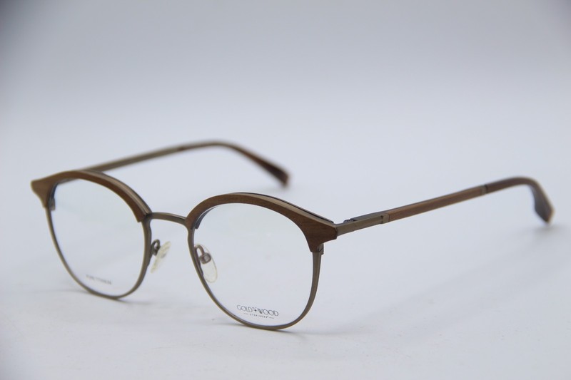 NEW GOLD & WOOD CHELSEA 02.02 BROWN AUTHENTIC DESIGNER EYEGLASSES 48-20